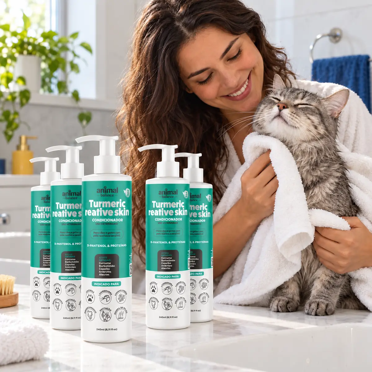 1,2 Litros - Condicionador Cúrcuma em uso, em casa