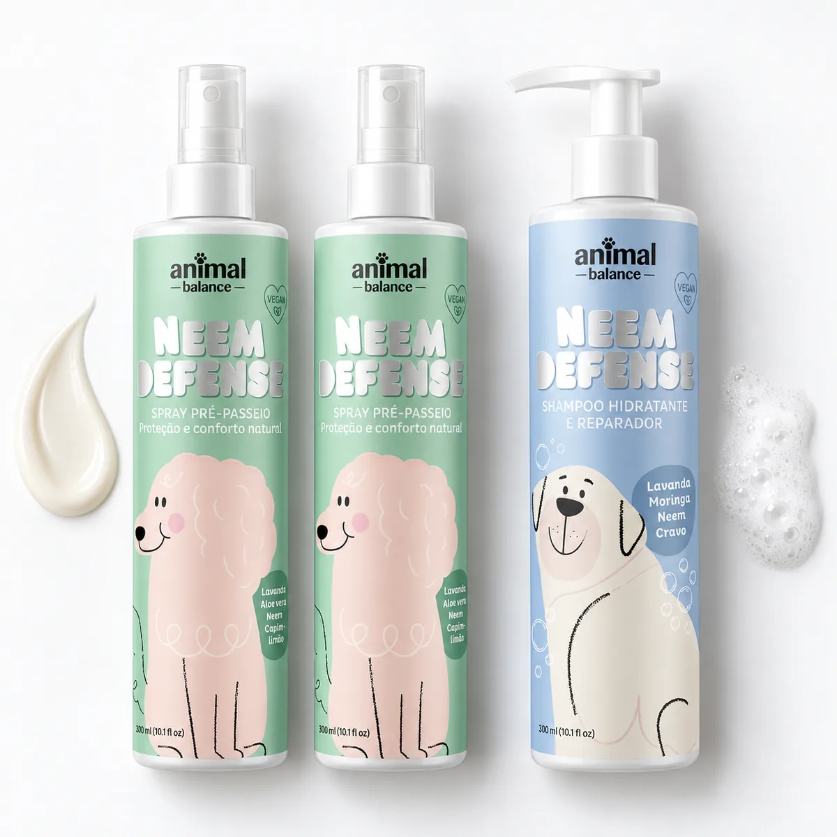 2 Spray Neem Defense + 1 Shampoo Neem Defense — detalhe