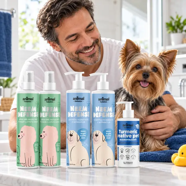 2 Sprays Neem + 2 Shampoos Neem + 1 Balm Turmeric Reative em uso, em casa