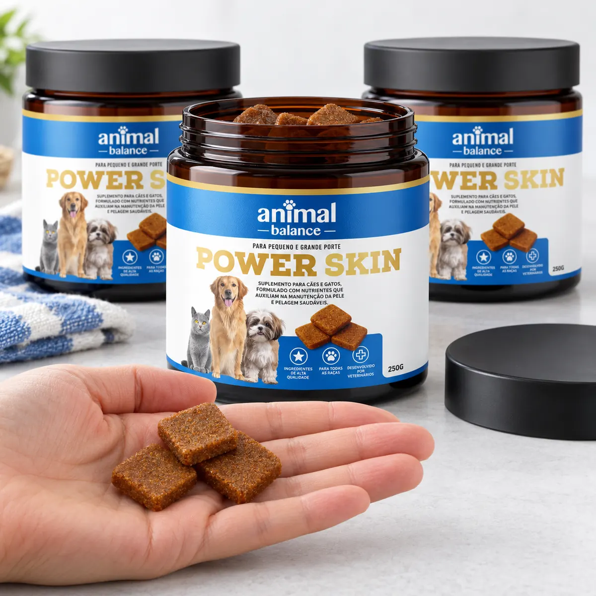 3 Power Skin - Pelo & Derme - Suplemento em Flexbites Palatáveis - 250g — detalhe