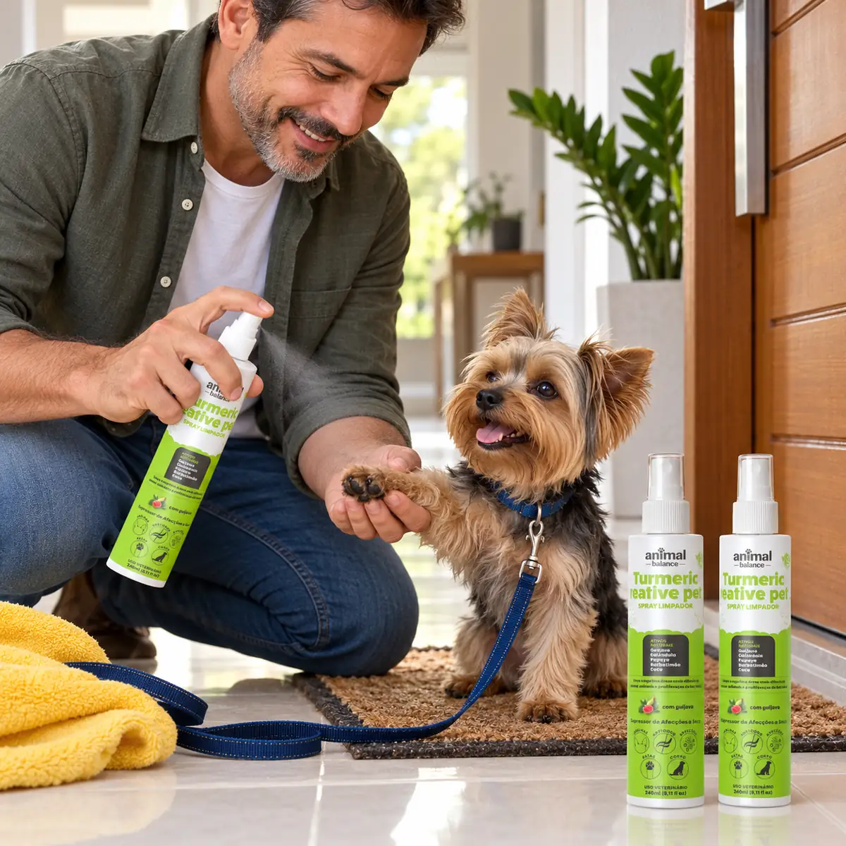 3 Sprays Limpadores a Seco - Psidium, Calêndula e Aloe em uso, em casa