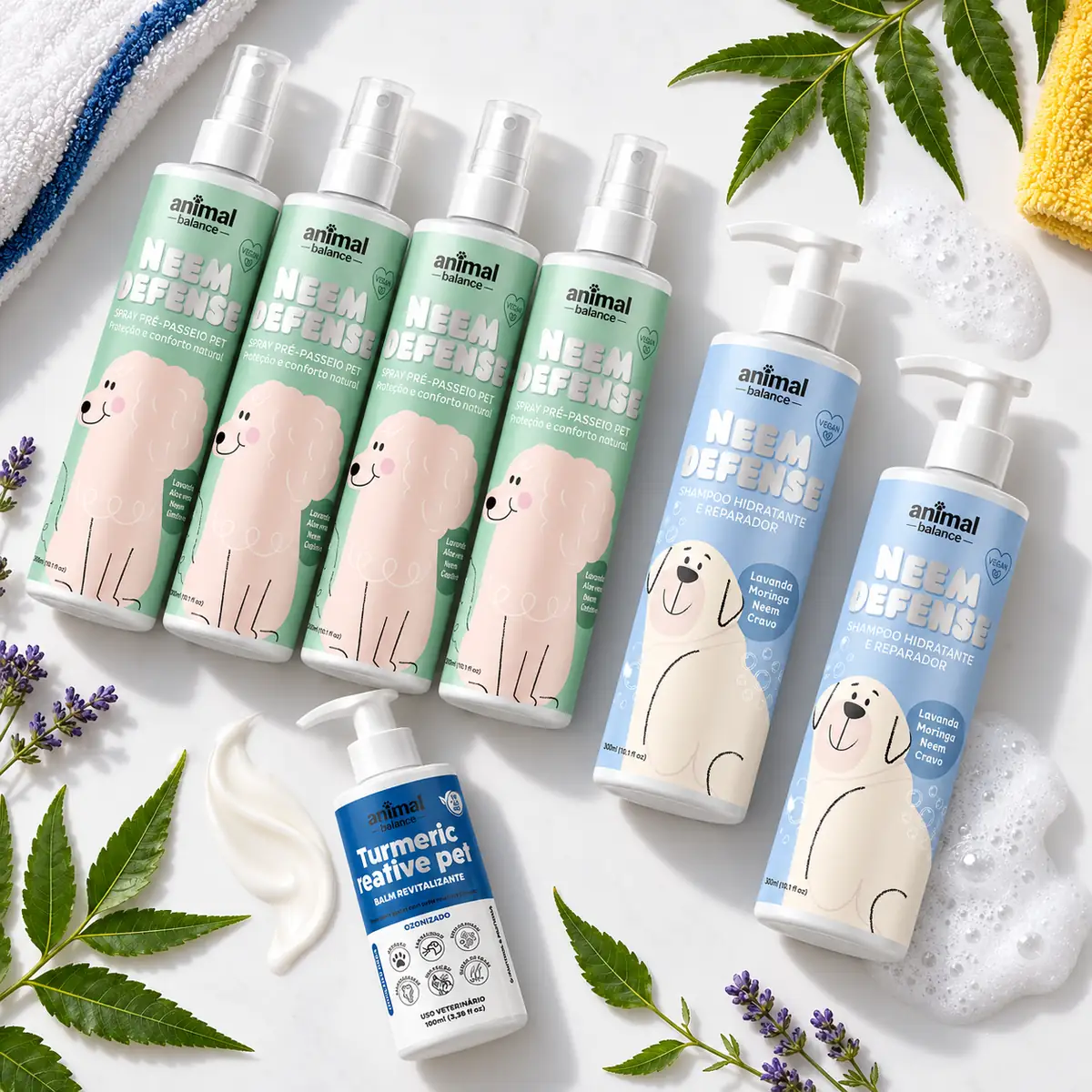 4 Spray Neem Defense + 2 Shampoo Neem Defense + 1 Balm Reestruturante — detalhe
