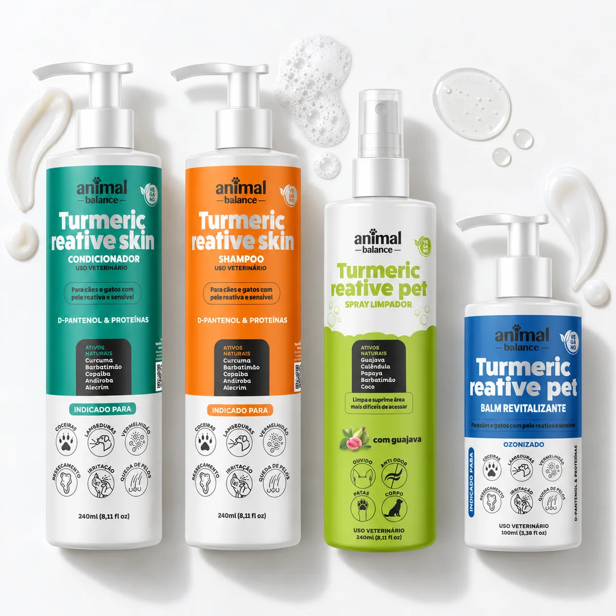 Kit Super Conforto - 1 Shampoo Curcuma Reative + 1 Condicionador Reative + 1 Balm Reestruturante Hidratante + 1 Spray Limpador a Seco — detalhe