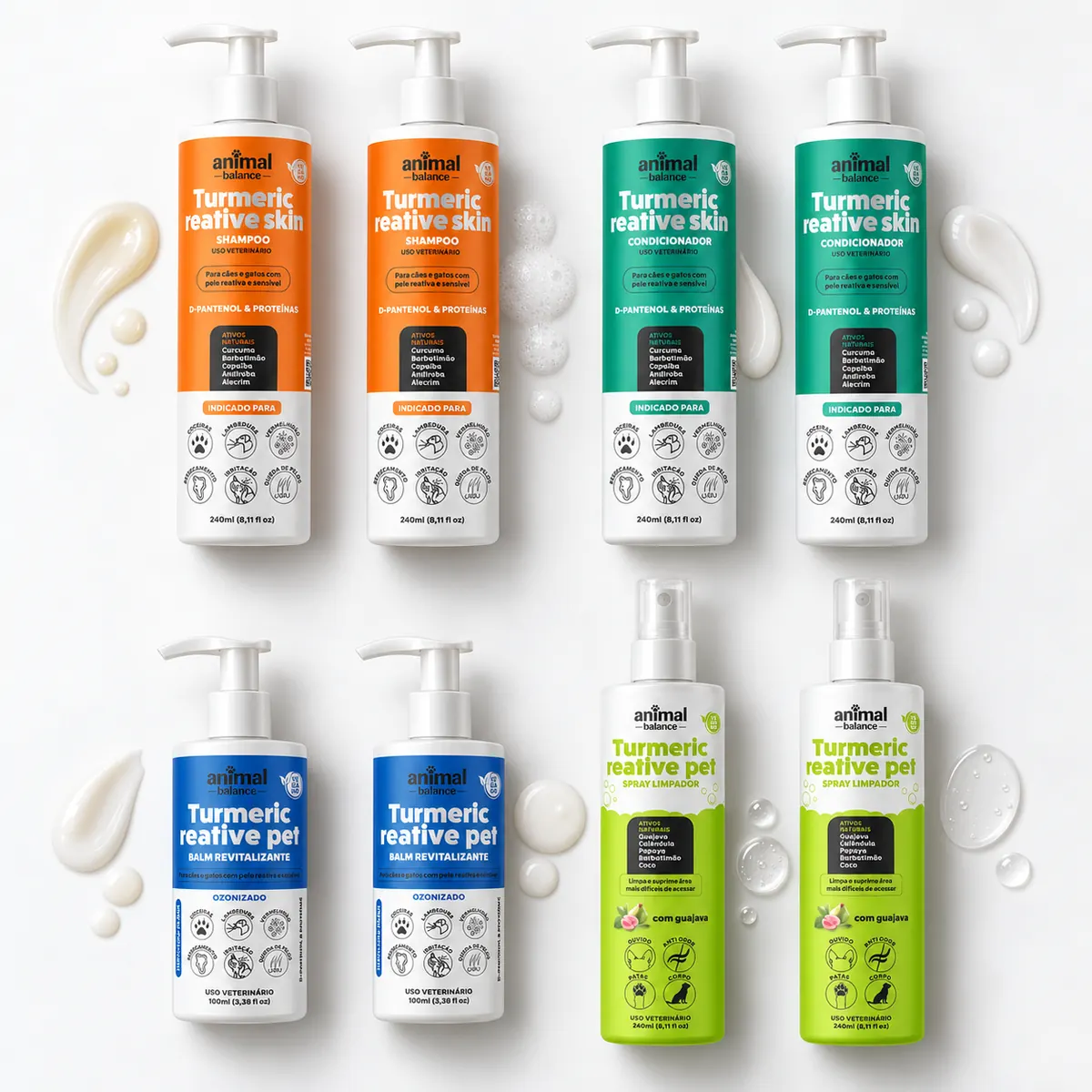 Kit Mega Conforto Promocional - 2 Shampoo Curcuma Reative + 2 Condicionador Reative + 2 Balm Reestruturante Hidratante + 2 Spray Limpador a Seco — detalhe