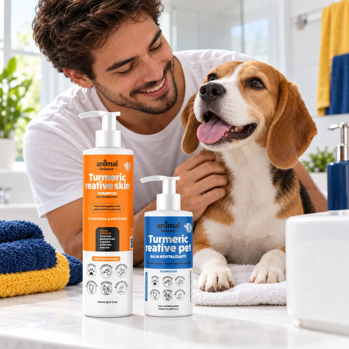 Kit Essencial - 1 Shampoo + 1 Balm - Cúrcuma e Barbatimão uso Tópico em uso, em casa