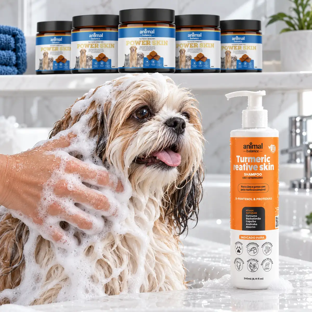 Kit 5 Power Skin - Pelo & Derme + 1 Shampoo Turmeric - Suplemento em Flexbites Palatáveis - 250g — detalhe