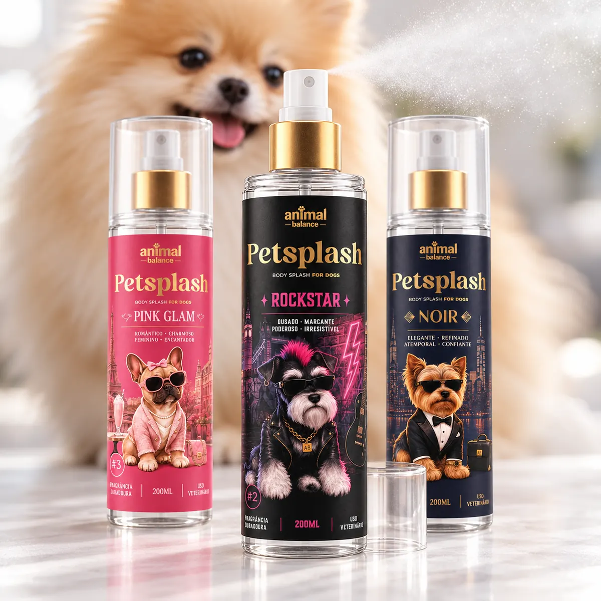 Petsplash® Trio Fashion Week (Noir, Rockstar e Pink Glam) · 200 ml — detalhe