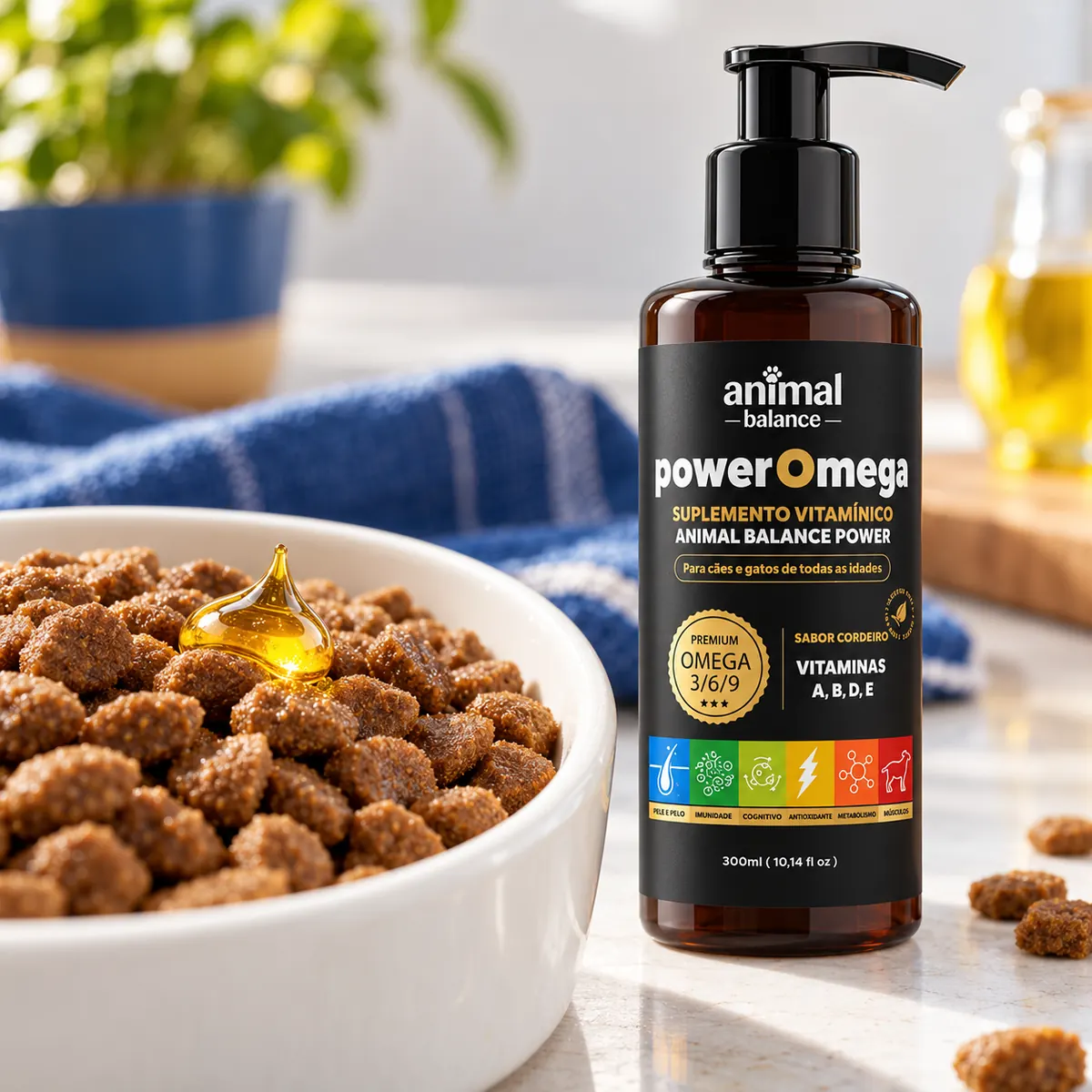 PowerOmega 3, 6 e 9 + Cúrcuma - Suplemento Vitamínico, Sabor Cordeiro 300ml - 1 und — detalhe